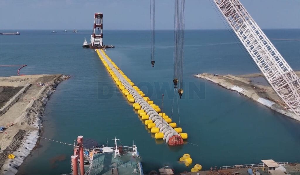 HDPE-pipeline-laying-by-mono-buoyancy-units